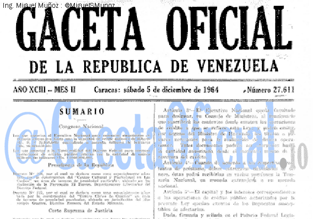 Gaceta Oficial 27611 del 5 Diciembre 1964