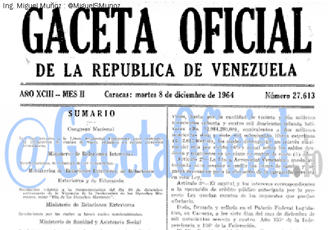 Gaceta Oficial 27613 del 8 Diciembre 1964
