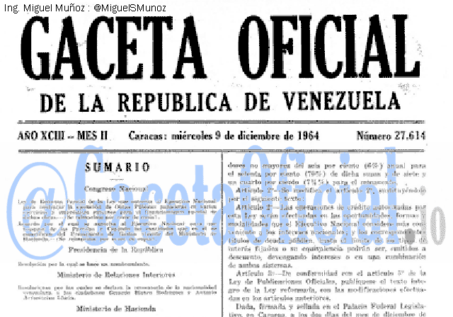 Gaceta Oficial 27614 del 9 Diciembre 1964