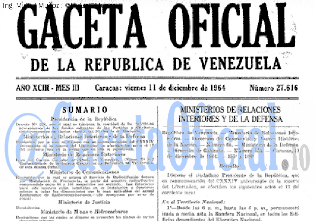 Gaceta Oficial 27616 del 11 Diciembre 1964