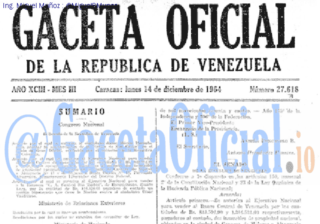 Gaceta Oficial 27618 del 14 Diciembre 1964