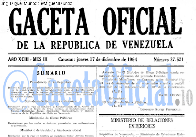 Gaceta Oficial 27621 del 17 Diciembre 1964