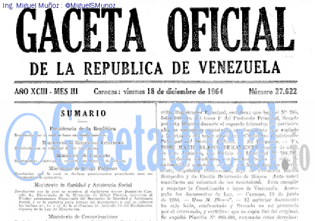 Gaceta Oficial 27622 del 18 Diciembre 1964