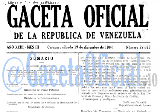 Gaceta Oficial 27623 del 19 Diciembre 1964