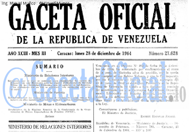 Gaceta Oficial 27628 del 28 Diciembre 1964