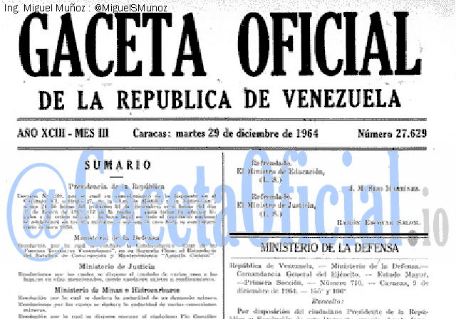 Gaceta Oficial 27629 del 29 Diciembre 1964