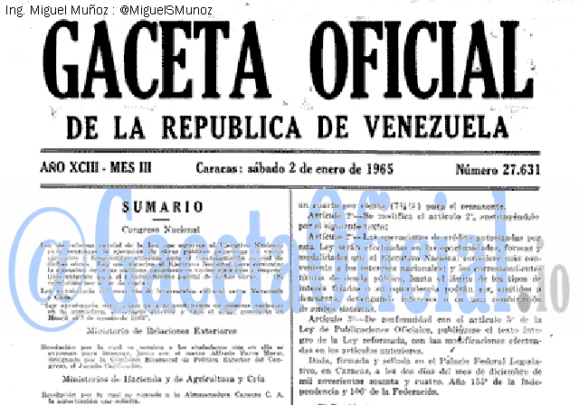 Gaceta Oficial 27631 del 2 Enero 1965