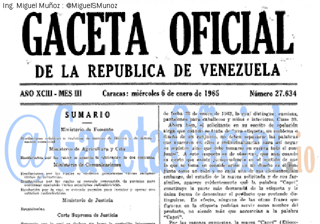 Gaceta Oficial 27634 del 6 Enero 1965