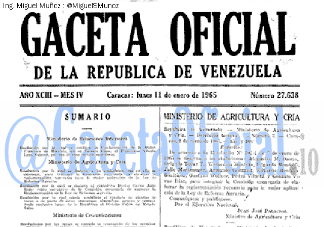 Gaceta Oficial 27638 del 11 Enero 1965