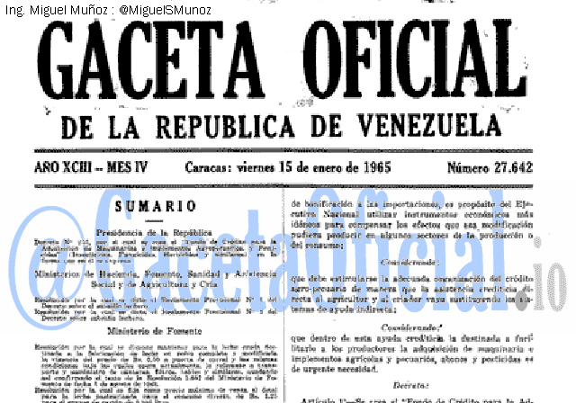 Gaceta Oficial 27642 del 15 Enero 1965