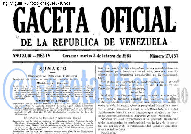Gaceta Oficial 27657 del 2 Febrero 1965