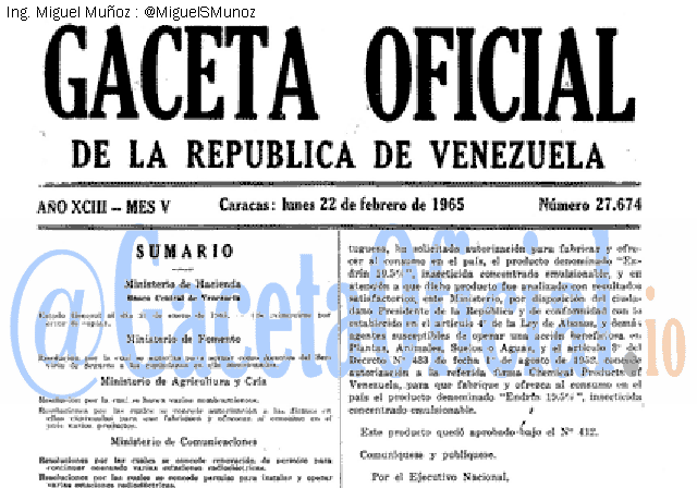 Gaceta Oficial 27674 del 22 Febrero 1965