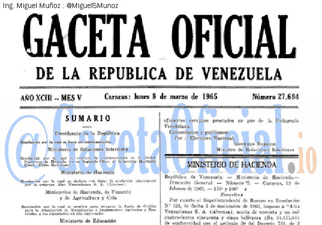 Gaceta Oficial 27684 del 8 Marzo 1965