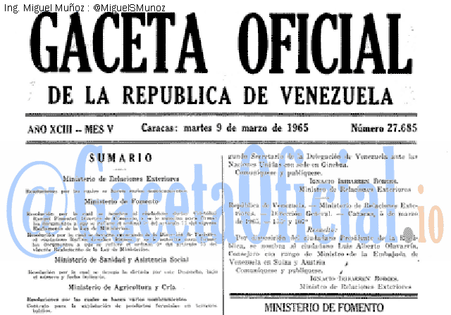 Gaceta Oficial 27685 del 9 Marzo 1965