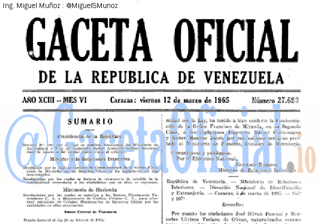 Gaceta Oficial 27688 del 12 Marzo 1965