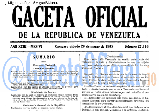Gaceta Oficial 27695 del 20 Marzo 1965