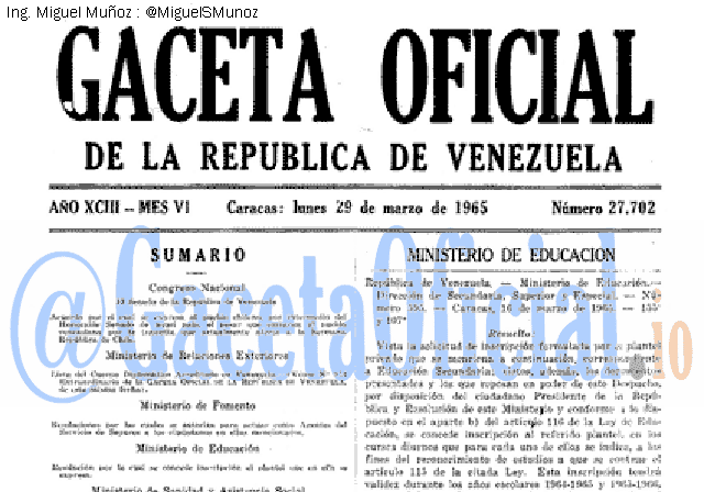 Gaceta Oficial 27702 del 29 Marzo 1965