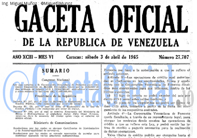 Gaceta Oficial 27707 del 3 Abril 1965