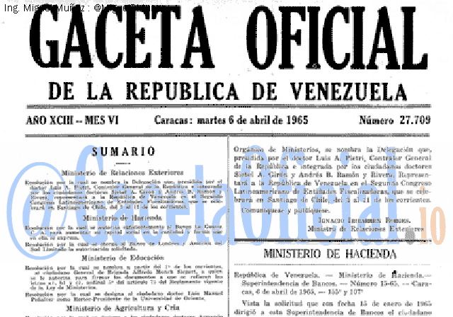 Gaceta Oficial 27709 del 6 Abril 1965
