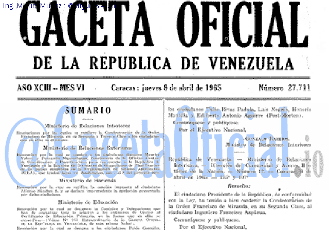 Gaceta Oficial 27711 del 8 Abril 1965