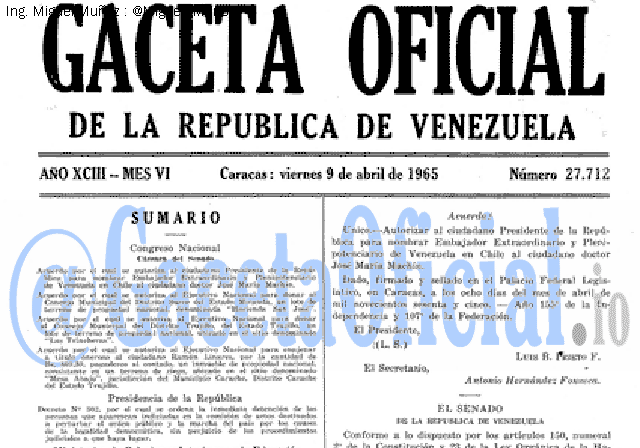 Gaceta Oficial 27712 del 9 Abril 1965