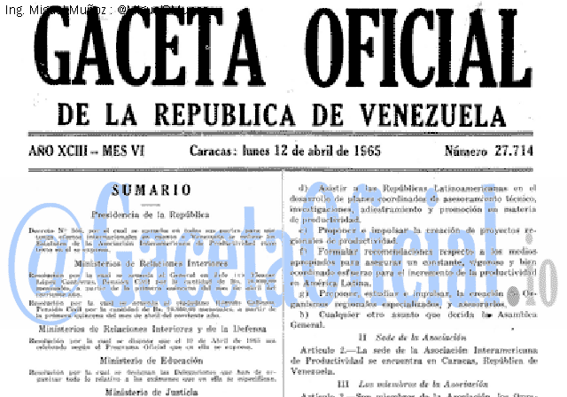 Gaceta Oficial 27714 del 12 Abril 1965