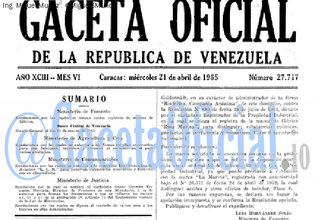 Gaceta Oficial 27717 del 21 Abril 1965