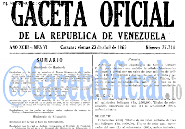 Gaceta Oficial 27719 del 23 Abril 1965