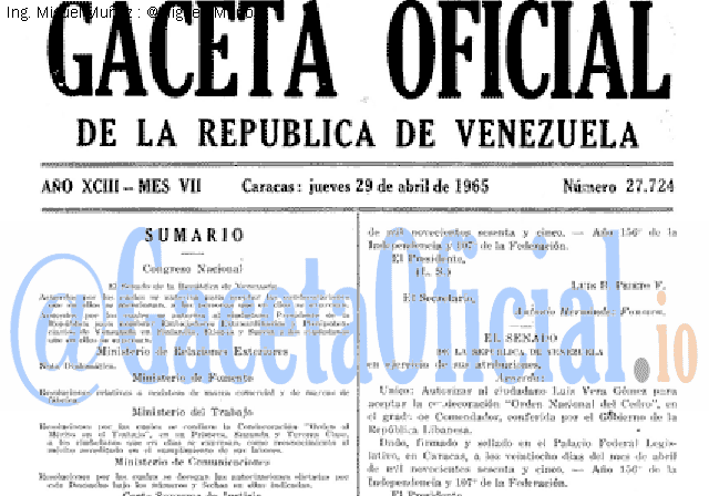 Gaceta Oficial 27724 del 29 Abril 1965