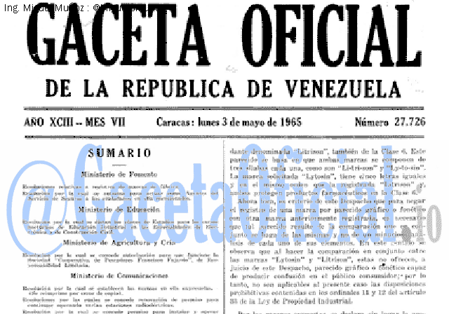 Gaceta Oficial 27726 del 3 Mayo 1965