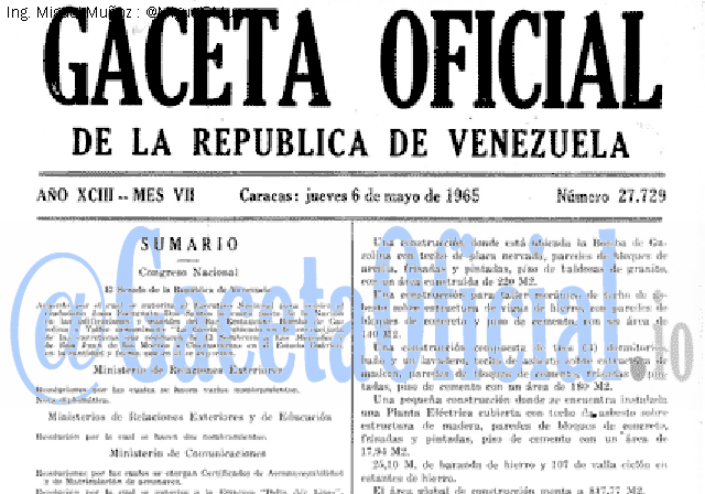 Gaceta Oficial 27729 del 6 Mayo 1965