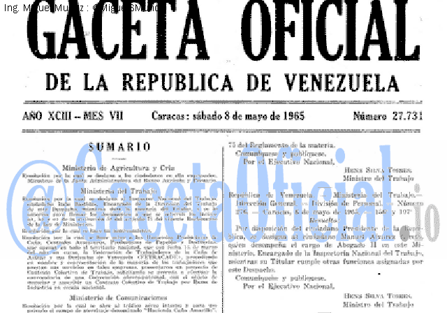 Gaceta Oficial 27731 del 8 Mayo 1965