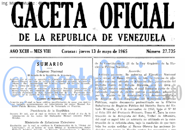 Gaceta Oficial 27735 del 13 Mayo 1965