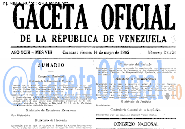 Gaceta Oficial 27736 del 14 Mayo 1965
