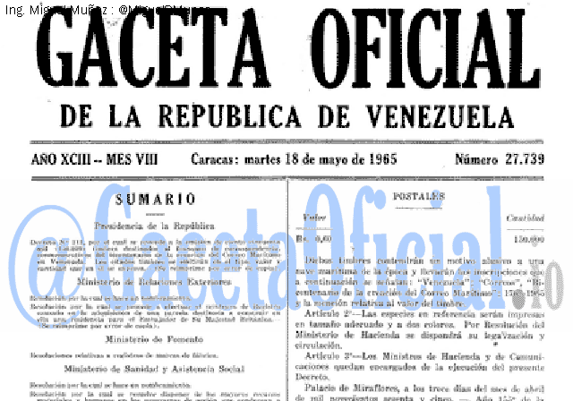 Gaceta Oficial 27739 del 18 Mayo 1965
