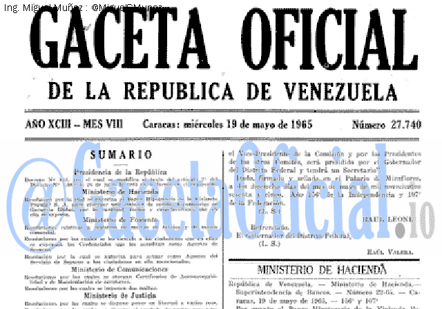 Gaceta Oficial 27740 del 19 Mayo 1965