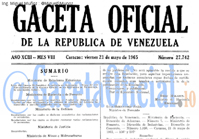 Gaceta Oficial 27742 del 21 Mayo 1965