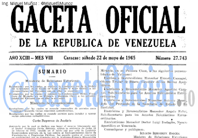 Gaceta Oficial 27743 del 22 Mayo 1965