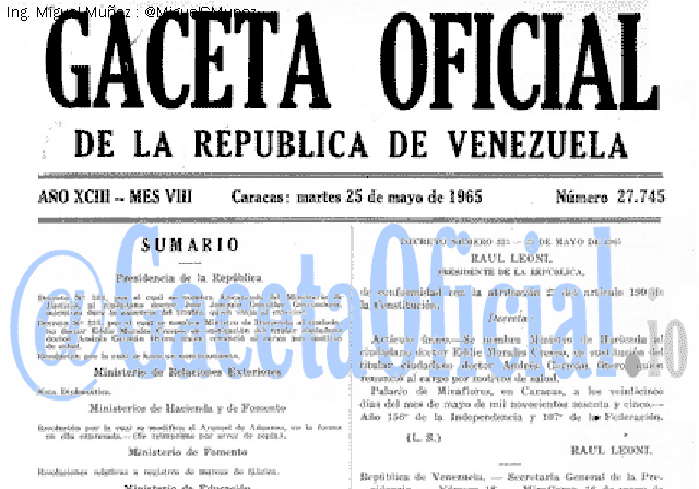 Gaceta Oficial 27745 del 25 Mayo 1965