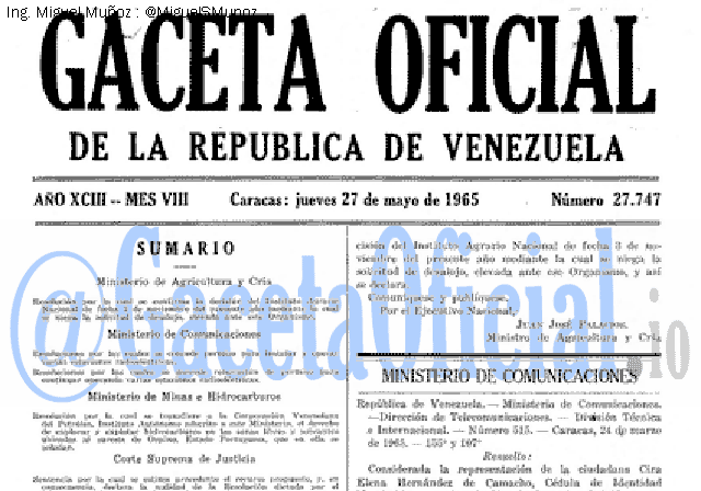 Gaceta Oficial 27747 del 27 Mayo 1965