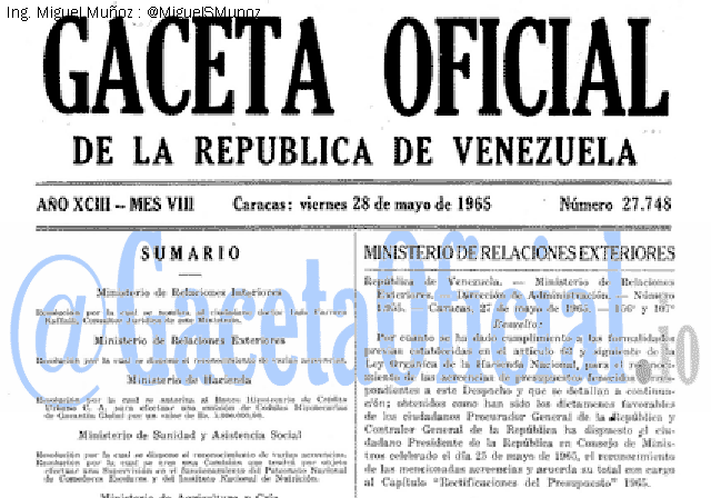 Gaceta Oficial 27748 del 28 Mayo 1965