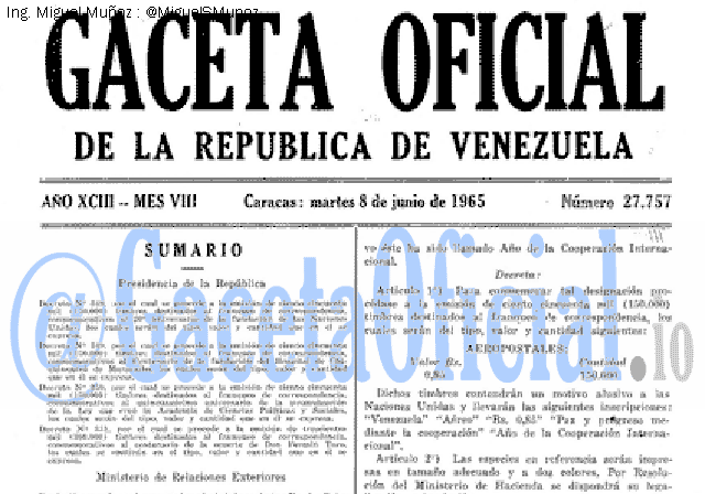 Gaceta Oficial 27757 del 8 Junio 1965
