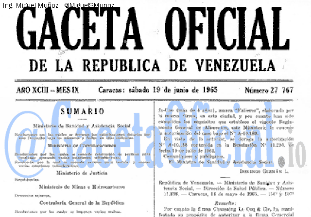 Gaceta Oficial 27767 del 19 Junio 1965