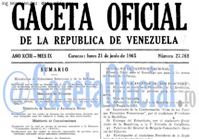 Gaceta Oficial 27768 del 21 Junio 1965