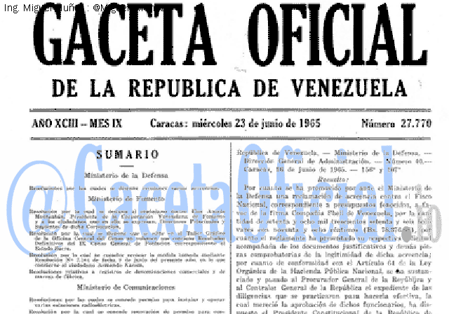 Gaceta Oficial 27770 del 23 Junio 1965