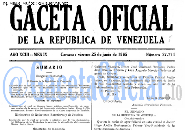 Gaceta Oficial 27771 del 25 Junio 1965