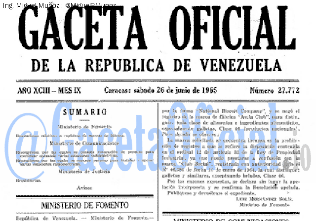 Gaceta Oficial 27772 del 26 Junio 1965