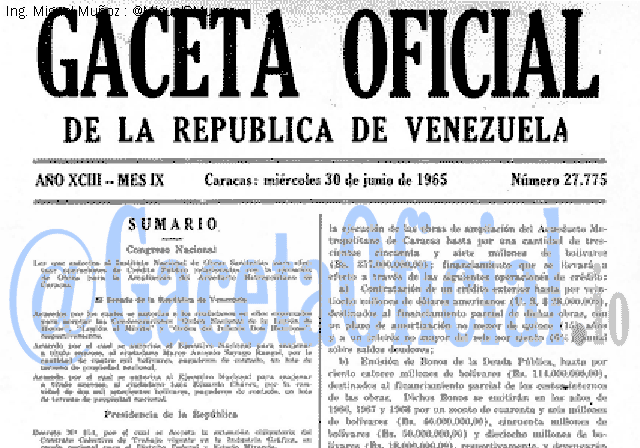 Gaceta Oficial 27775 del 30 Junio 1965