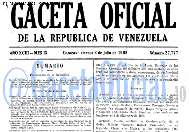 Gaceta Oficial 27777 del 2 Julio 1965