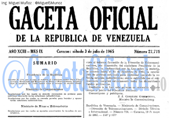 Gaceta Oficial 27778 del 3 Julio 1965